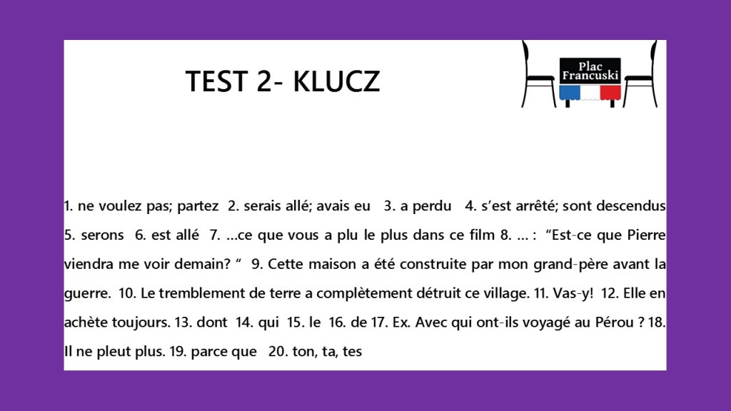 francuski test 2 klucz