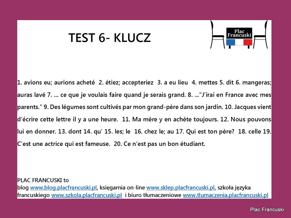 francuski test 6 klucz