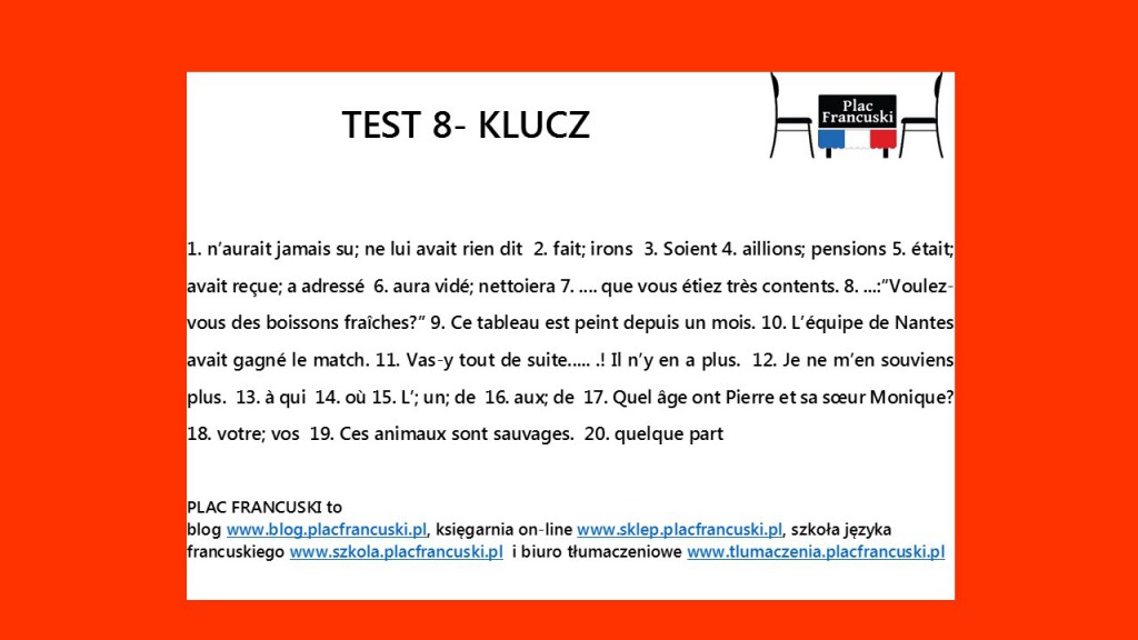 francuski test 8 klucz