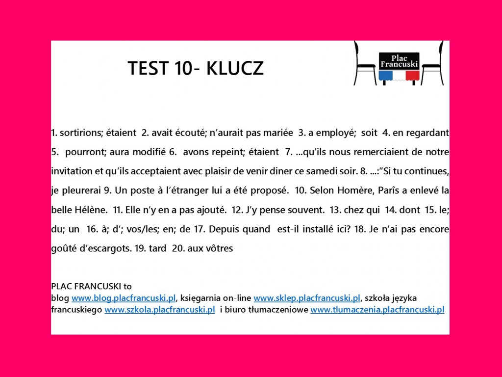 Francuski test 10 klucz