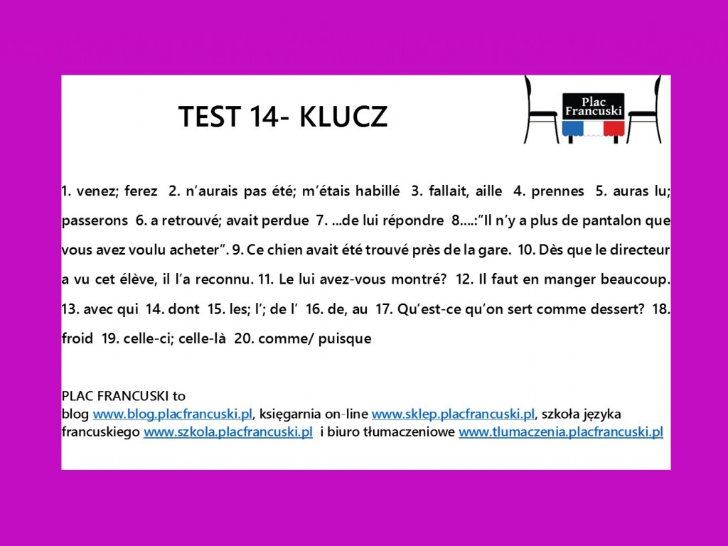 francuski test 14 klucz
