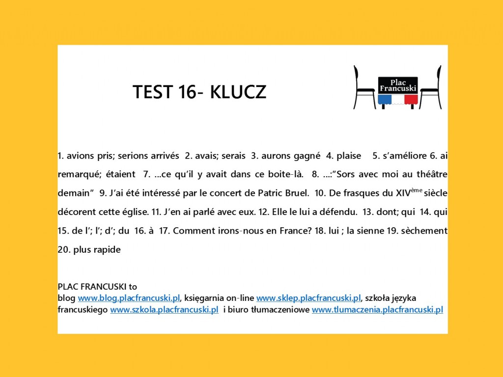 francuski test 16 klucz