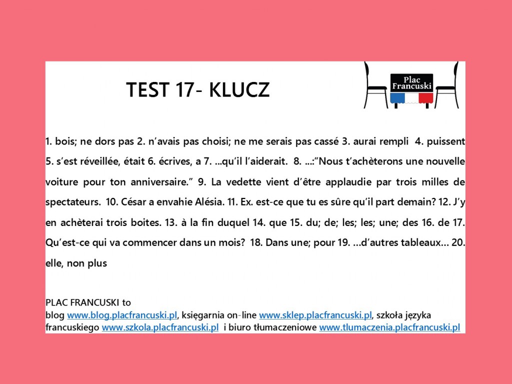 francuski test 17 klucz
