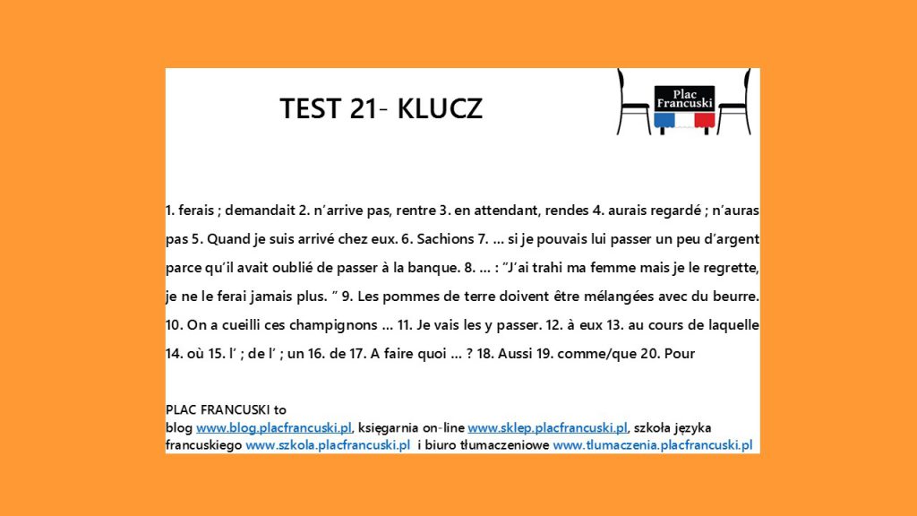 francuski test 21 klucz