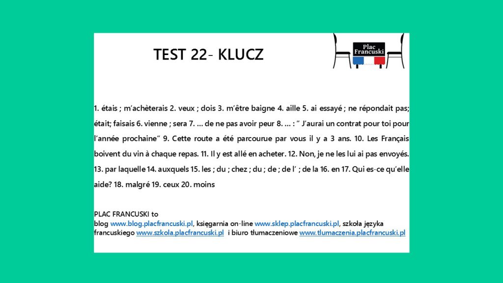 francuski test 22 klucz