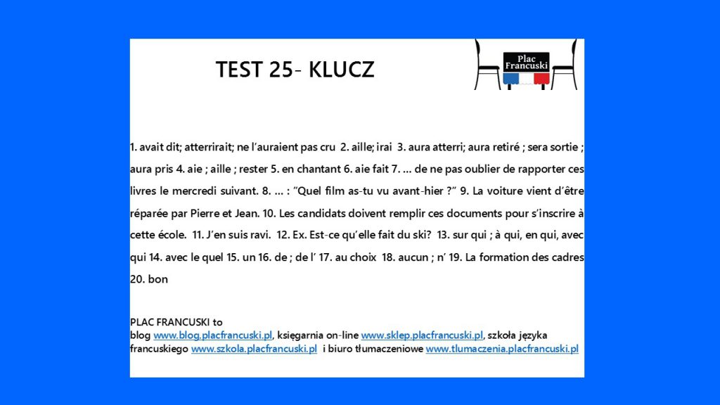 francuski test 25 klucz